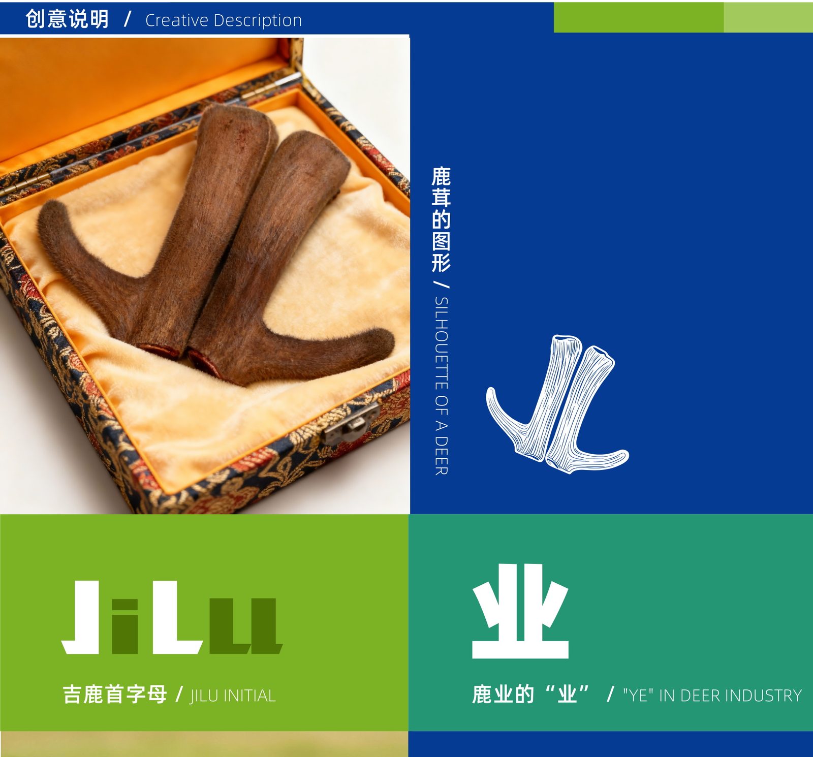 吉鹿晶森 · 创意说明:从鹿茸形态到鹿角剪影的图形推导