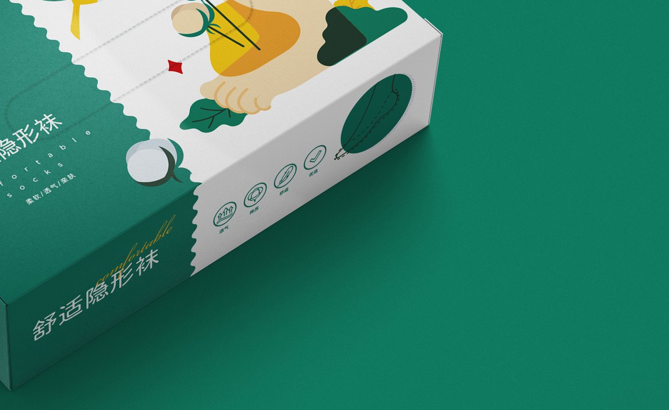 【隐形袜】纸抽式袜子包装设计-清新干净风格-倾新品牌侯维静 图片 02